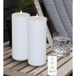 LED blockljus - utomhus, 25 cm, vit, 2 st inkl.fj&auml;rrkontroll