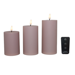 LED blockljus - utomhus, rosa, 3 st.inkl.fj&auml;rrkontroll