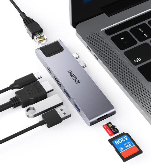 Choetech 7-i-2 USB-C Hub til MacBook Pro/Air thumbnail