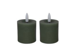 LED mini bloklys, 4,8×5 cm, grøn, 2 stk m. timer
