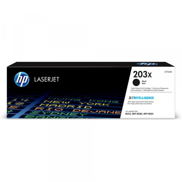 Køb HP CF540X BK (HP 203X) Lasertoner, sort, Original, 3200 sider - Pris 1049.00 kr.