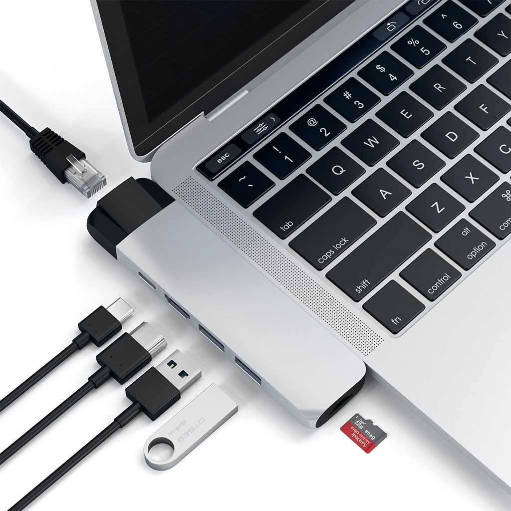 Satechi USB-C Pro Hub 4K HDMI og Ethernet, Silver - Satechi - Randomshop