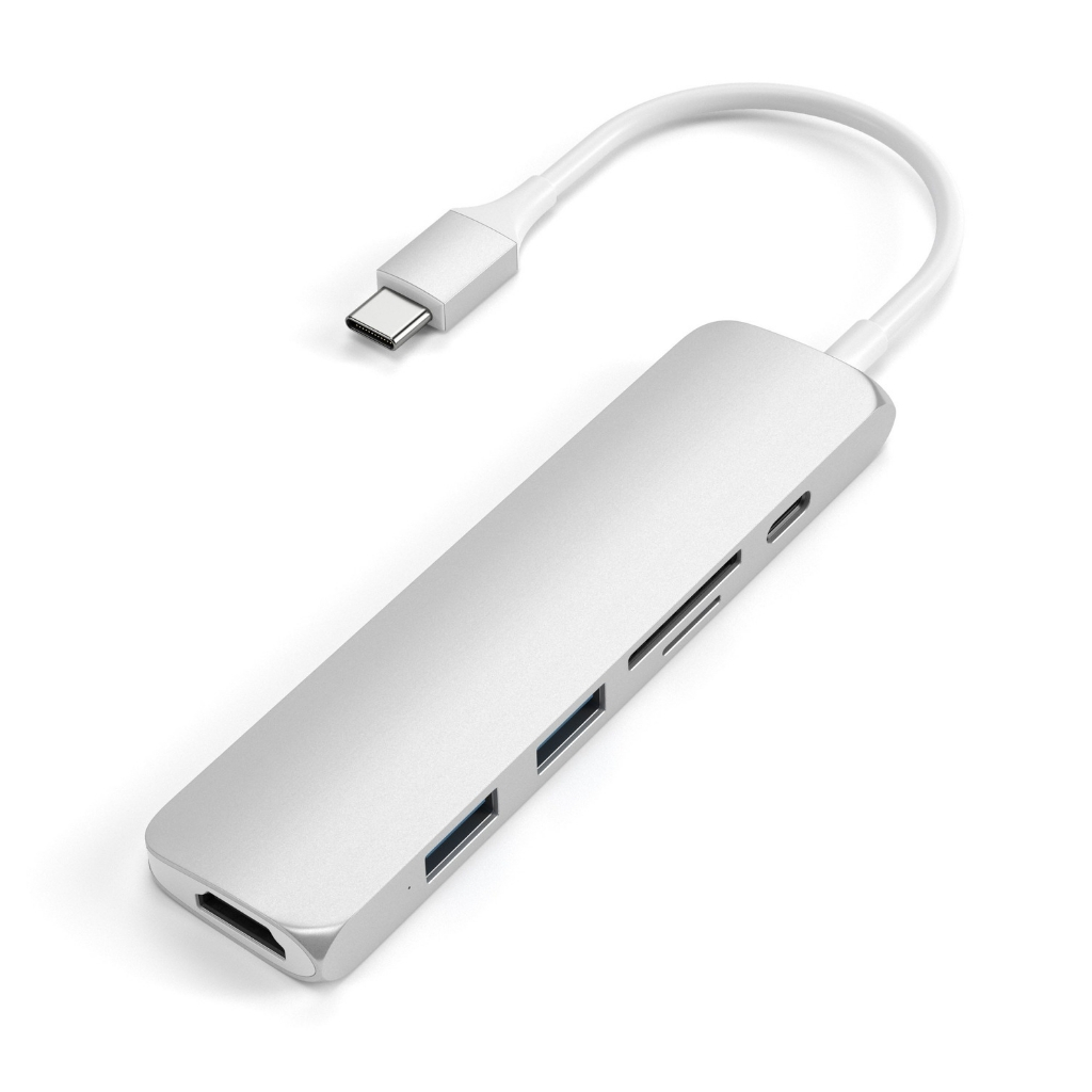 Slim USB-C MultiPort Adapter V2, HDMI, USB 3.0 port, card Silver - Satechi - Pixojet Ink, toner and accessories