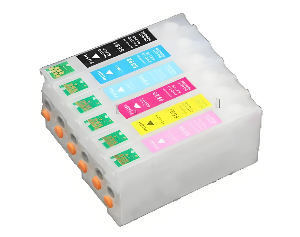 Køb Pixojet refill blæk Epson T5591 - T5596, 6-farvet patronsæt - Pris 284.00 kr.