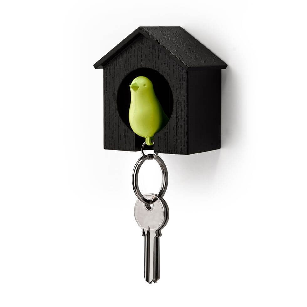 Qualy design Sparrow nøglering, Sort/grøn